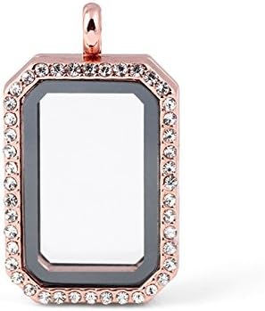 Paialco DIY Rectangle Glass Floating Living Memory Charms Locket Pendant Necklace - Image 2