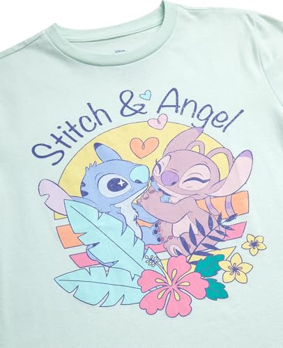 Image of Disney Girls Minnie Mouse and Lilo Cotton Blend Crew Neck Graphic T-Shirt | Officially Licensed, Soft Feel, Relaxed Comfy Fit Kids Love, Fun Character Prints, Great for School, Play and Everyday