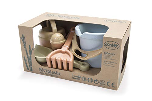 Dantoy - Bio Sandset für Spaß im Freien - Aus Bio-Kunststoff hergestellt - Eimer, Gießkanne, Rechen und Schaufel - Altersgruppe 2+ Jahre