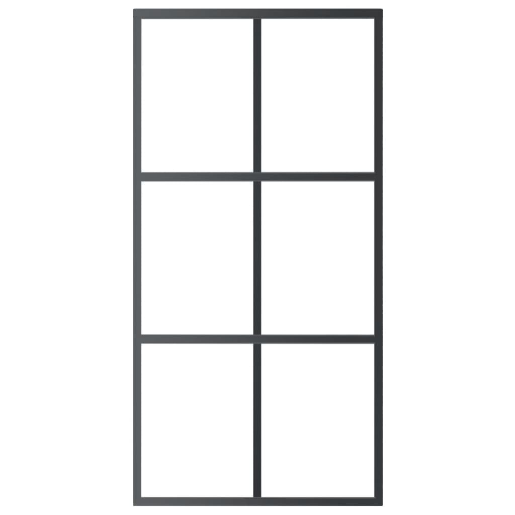 Puerta corredera con herrajes ESG vidrio y aluminio 102x205 cm 3x2 rejillas