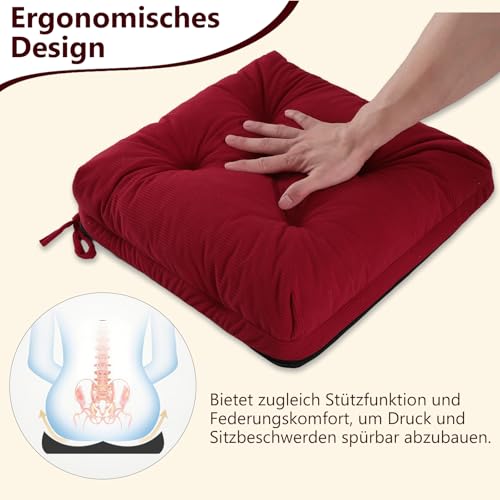 Cojines de espuma viscoelástica de doble capa, pack de 2 piezas premium en pana para silla 6