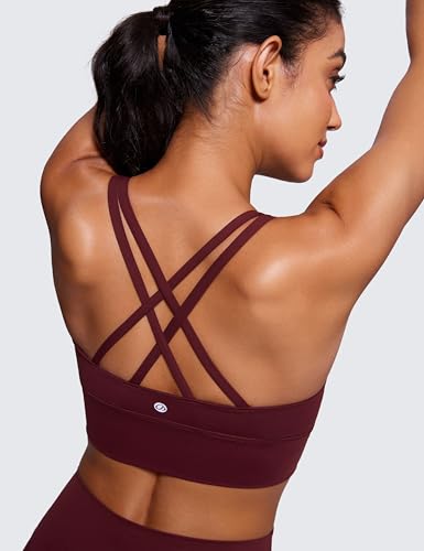 Image of CRZ YOGA Naked Feeling Longline Sports Bras | Medium Support, Removable Pads, Yoga, Sleek, Strappy Back, Scoop Neck, for Women