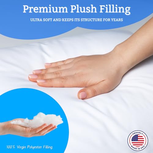 Full Body Pillow for Adults, Made in USA, Large 20 x 60 Inch Fluffy Long Hypoallergenic Hotel Pillow Insert - Soft Breathable Filling, Back/Stomach/Side Sleeper Cuddle Pillow (20 x 60 Inch)