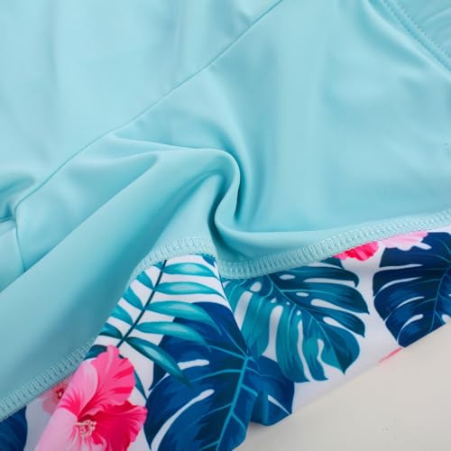Image of GRACE KARIN Girls Rash Guard Swimsuit Short Sleeve Two Piece Bathing Suit 6-12Y