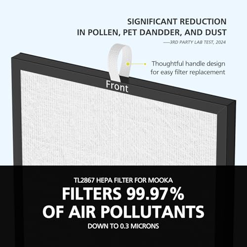 Image of 2 Pack TL2867 Filter Replacement Compatible with MOOKA TL2867 Air Purifier for Home Large Room 1650ft Filter for Pets Smoke Dust Pollen Dander Odor PM2.5 For Bedroom
