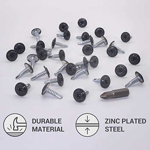 SKIR’CO (50 Stück) lackierte 4,2 x 16 mm selbstbohrende Schrauben, Kreuzschlitz-Modifizierter Halsspannkopf, Blechschraube, Tellerkopf (50, Anthrazitgrau RAL 7016)