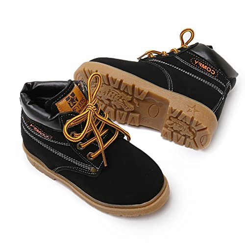 SOFMUO Baby Kids Boots - Boys Girls Rubber Sole PU Leather Warm Winter Shoes Hiking Snow Ankle Boots Toddler/Little Kid3
