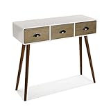 Versa Bourne Mueble Recibidor Estrecho para la Entrada o el Pasillo, Mesa Consola, con 3 cajones, Medidas (Al x L x An) 80,5 x 30 x 90 cm, Madera, Color Blanco