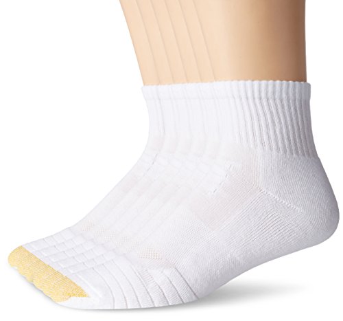 Gold Toe Men's Tech Quarter Socks (6 Pair Pack), white, Shoe Size: 6-12.5