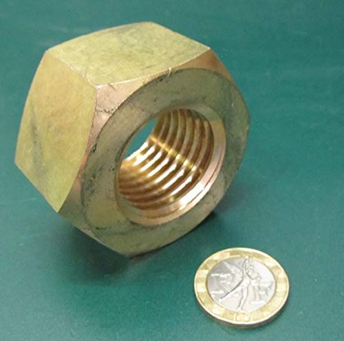 Brass Extra Wide Hex Nuts RH 1 1/8"-7 Thread x 1-13/16 W x 1-7/64 H 1 Pc