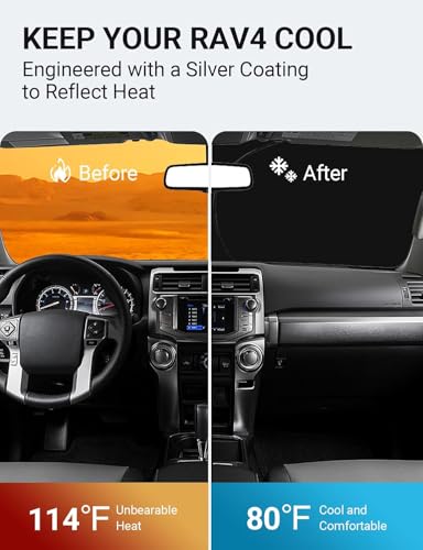 Image of Proadsy 2026 Upgrade Front Windshield Sun Shade Foldable Sunshade Protector Custom Fit 2013-2018 RAV4 SUV Crossover LE XLE Premium Limited XSE Hybrid Adventure Accessories