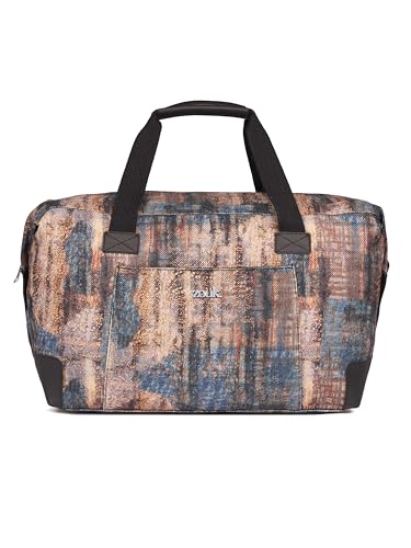 Image of ZOUK Collapsible Duffle Bag for Men and Women | Lightweight Foldable Travel Duffel Bag | Vegan Leather & Handcrafted Fabric | Water-Resistant Lining | 33L Weekend & Short Trip Bag | Triund Baroque