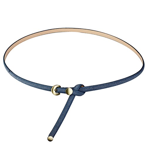 Audixius Damen Dünn Exquisite Hochwertiger Gürtel Mit Metall Dornschließe,Blau Cover