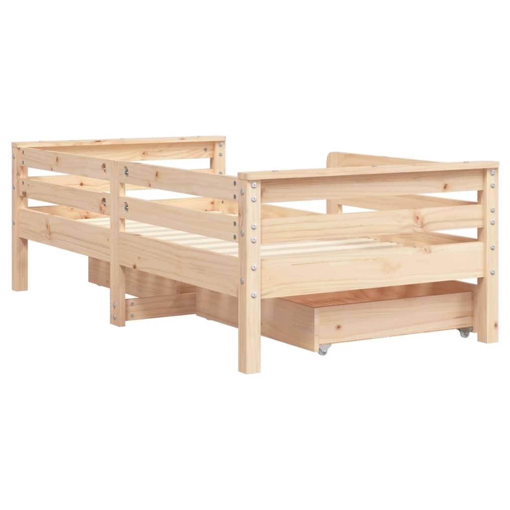 vidaXL Estructura de Cama para Niños con Cajones, Somier con Almacenaje, Cama Infantil, Mueble para Dormitorio, Madera de Pino 70x140 cm
