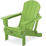 Folding Adirondack Chair Patio Chairs Lawn Chair Outdoor Painted, Weather Resistant for Patio Deck Garden, Backyard Deck, Fire Pit & Lawn Furniture Porch and Lawn Seating- Green