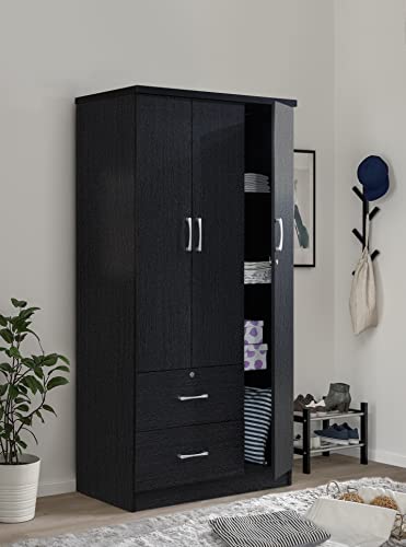 Hodedah HID8020 BLACK (MOP) Bedroom Armoires, 21"D X 36"W X 72"H thumb #8