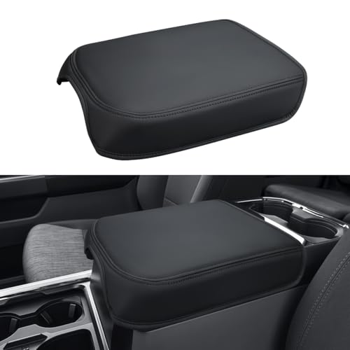 Image of INTGET Center Console Cover for 2026 Ford F250 F350 F450 F550 Super Duty Accessories 2023 2024 2025 XLT Car Interior Armrest Arm Rest Leather Middle Cushion Lid Pad Protector(Fit for Bucket Seat Only)