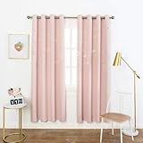 MANGATA CASA Kids Blackout Curtains with Moon&Star for Bedroom-Cutout Galaxy Window Curtains&Drapes with Grommet for Nursery Living Room-Baby Darkening Curtains 84Inch Length 2 Panels(Pink 52x84in)