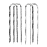 Rebar-Stakes-12-Inch, Ground Stakes Heavy Duty U-Hook Galvanized Anti-Rust Ground Anchors for Camping Tent Trampoline Accessories Dog Fence Chicken Coop Deer Fence 4pcs