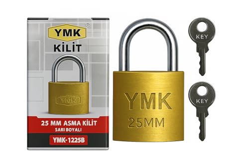 Paslanmaz Çelik Sarı 25 mm Yuma Ymk Asma Kilit, Sağlam Döküm Gövdeli, Yedek Anahtarlı, Yüksek Güvenlikli, Kulplu, Korozyon Dirençli, Kapı, Depo, Dolap ve Bahçe Kilidi Kısa