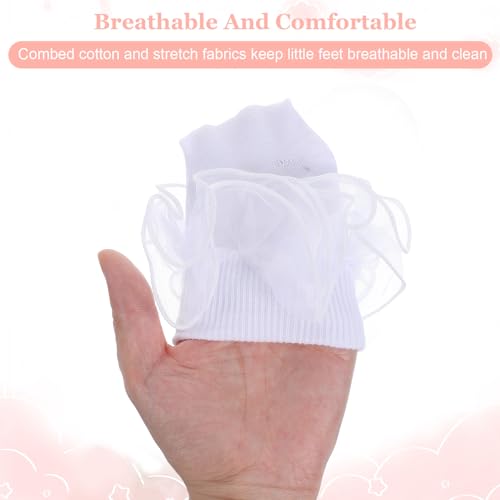 Ruffle Socks Women,Adult Double Lace Turn Cuff Cotton Frilly Dress Socks Cute Bobby Sock with Ruffles Lightweight Cotton Sock for Womens (1 Pair,White)4