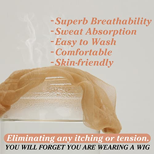 Image of BEEOS Skinlike Real HD Wig Caps, 12 Pieces Ultra-thin Invisible and Breathable Stretchy Stocking Sheer Caps for Women Lace Front Wig