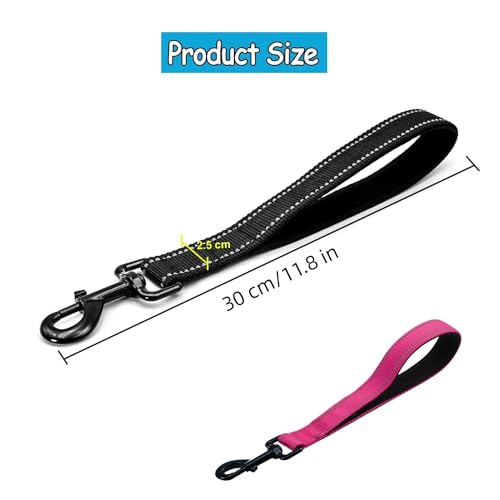 MEISO 2 Stück Hundeleine, 30cm Kurzführer Hund, Hundeleine aus Nylon mit Gepolstertem Griff, Taktische Kurze Hundeleine, Kurze Leine, für Mittelgroße Hunde Große Hunde (Schwarz + Rosenrot)