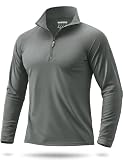 Boladeci Long Sleeve Polo Shirts for Men UPF 50 SPF Shirts for Men Pullover Golf Gray Quarter Zip Mock Neck Collar Adult Fishing Shirt Athletic Hot Weather Clothes Attire Gifts for Men