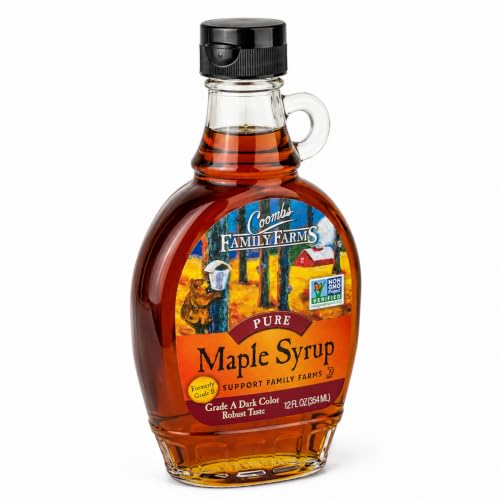 Image of Coombs Family Farms Pure Maple Syrup • Grade A Dark Color • Robust Taste • Rich Natural Sweetener for Pancakes, Baking & Cooking, 12 fl oz ℮ 354 ml