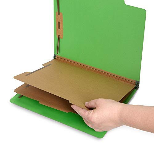 10 Green Classification Folders, 2 Divider, 2 Inch Tyvek Expansions, Durable 2 Prongs Designed To Organize Standard Medical Files, Law Client Files, Office Reports, Letter Size, Green, 10 Pack #TOP2