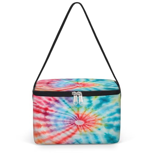 GzLeyigou Abstract Swirl Design Lunch Bags for Women Men 9 Cans, Hot & Cold Food Delivery Bag Insulated Grocery Bag Insulated Lunch Box Colorful Tie Dye Cooler Bag for Office Work Picnic Beach