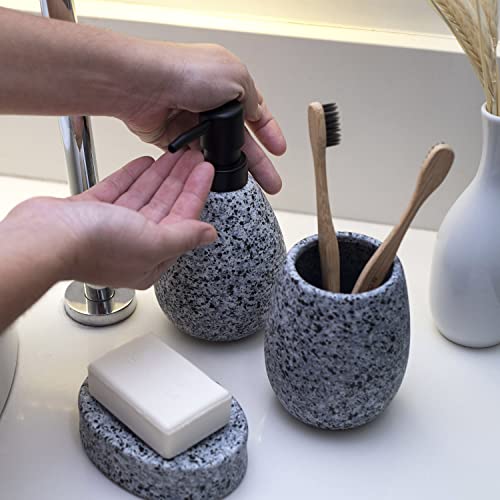 PORTA SABONETE LÍQUIDO DE CERÂMICA GRANULADO CINZA - OIKOS