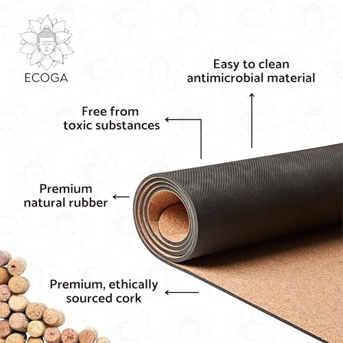 Premium Cork Yoga Mat With Alignment Marks - 5mm Thick Non Slip Hot Yoga Mat - Eco-friendly Non Toxic - Includes Strap and Bag - Image 3