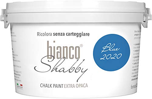 bianco Shabby® Blue 2020 (Blau) - (2,5 Liter) Chalk Paint Kreidefarbe auf Wasserbasis für alle Oberflächen – geruchsneutral, einfach zu verarbeiten, extra matt