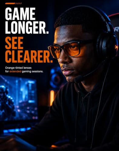 Image of TIJN Blue Light Blocking Glasses Dual AR Coatings Amber Orange Lens for Computer Gaming