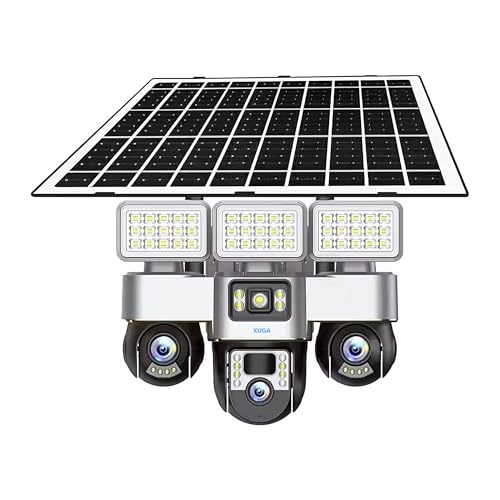 Image of XUGA - Cybernautt X18L 12MP 3 Lens PTZ Solar 4G Sim Wireless Outdoor CCTV Camera with Three Side View | 360 | All 3 Lens Mobile Operated | Motion Detection, Motion Tracking | Use 4G Sim