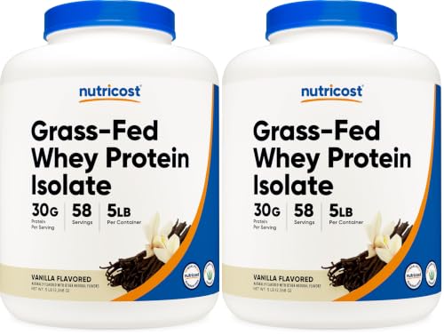 Image of Nutricost Grass-Fed Whey Protein Isolate (Vanilla) 5LBS (Pack of 2)