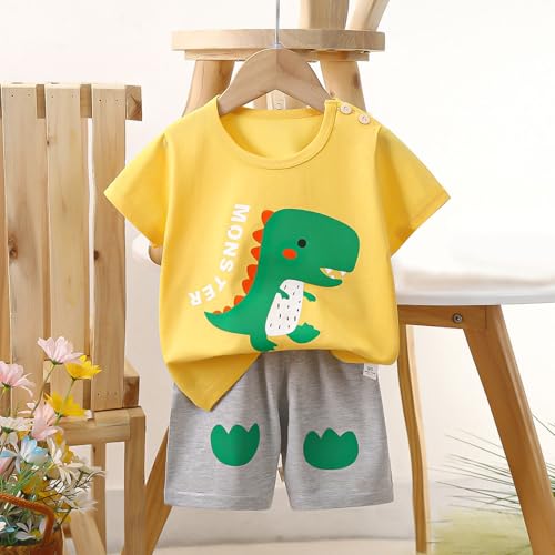 Conjuntos de verano para niños de 2 a 7 años con camiseta de cuello cómodo y pantalón corto 2
