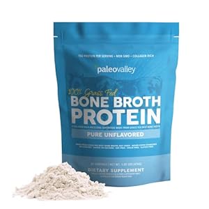 Paleovalley 100% Grass Fed Beef Bone Broth Protein Powder – Rich in Collagen Peptides for Hair, Skin, Gut Health, Bone and Joint Support – 28 Servings, 15g Protein Per Serving – No Gluten or GMOs