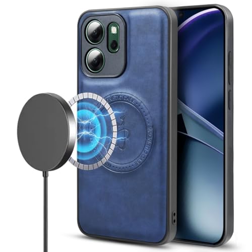 BEEJTUNY HandyHülle für Oppo Reno14 F 5G/Oppo Reno14 FS 5G, Magnetische Hülle für 2300 Gauss Starke, Leder Stoßfeste Schutzhülle, Unterstützt Kabelloses Laden. Blau