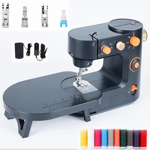 VNNHGB Máquina de Coser eléctrica con 4 prensatelas y 5 Tipos de Puntadas, 2 velocidades y luz LED, Ideal para Principiantes y Uso doméstico. Incluye Kit de Accesorios.