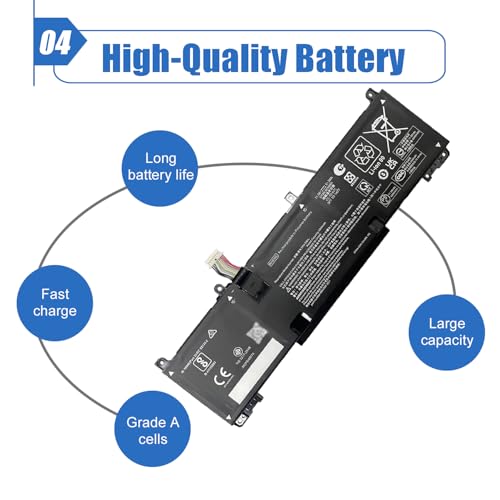 Image of 51.3Wh RH03XL Laptop Battery Replacement for HP Probook 440 445 450 455 460 465 G9 G10 G11 Series EliteBook 640 650 655 G9 G10 Series HSTNN-LB9D M75017-AC1 11.58V 4249mAh