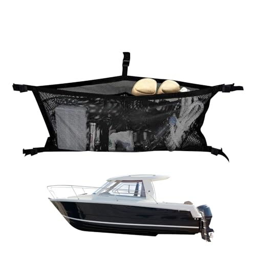 ボートメッシュバッグ ? 大容量のハンギングサック、防水ギアオーガナイザー、折りたたみ式乾燥収納キャリア、コンパクトな弾性ユーティリティホルダー |ボートアクセサリー デッキカヌー ジェットスキー セーリング 水泳用