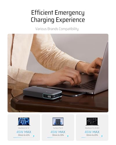 CUKTECH 20000mAh 45W Power Bank w/ Built-In USB-C Cable (Gray) - image 8