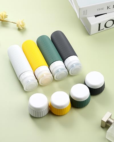 Image of Mrsdry Travel Bottles for Toiletries 8 Pack, TSA Approved 3 oz Travel Containers with Clear Bag, Leak Proof Silicone Squeezable Essentials Jars