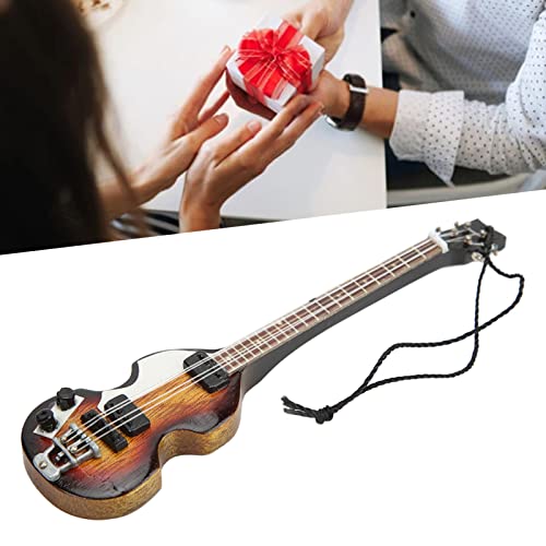 Pssopp Pingente musical de baixo mini chaveiro de instrumentos musicais de madeira para decoração de