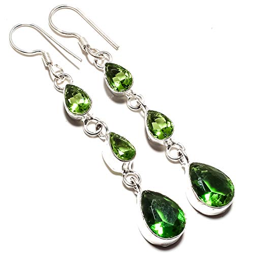 Péridot vert boucles d'oreilles argent 925 pour illuminer vos soirées