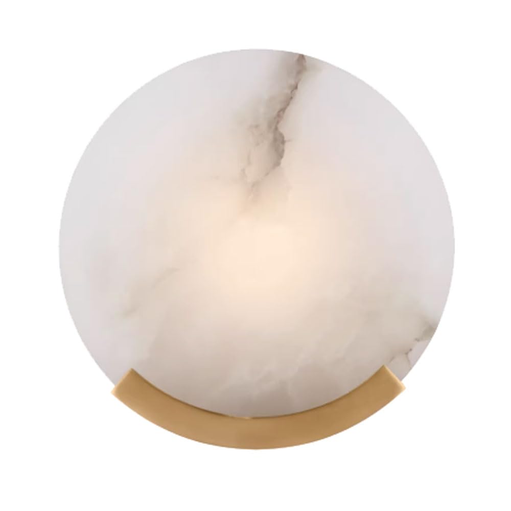 Ssbhdm Multicolor Round Natural Alabaster Wall Sconce, E14 Light Source Hardwired Wall Light, Nordic Style Marble Wall Sconce, Restaurant Bedroom Corridor Wall Mounted Lighting Fixtures