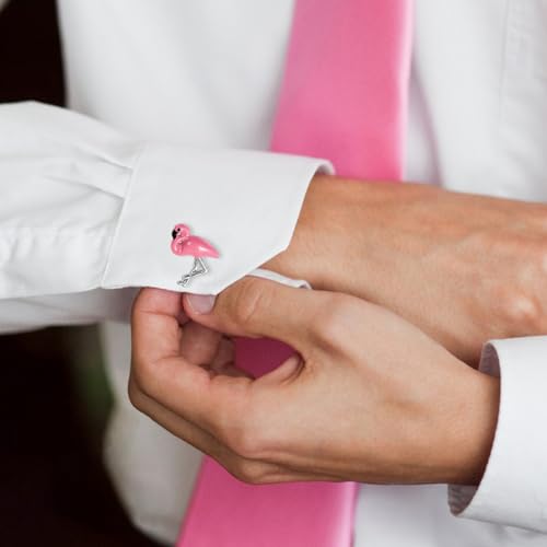HAWSON Pink Flamingo Cuff Links Mens, Pink Personalized Cufflinks for Men Flamingo Valentines Gifts4