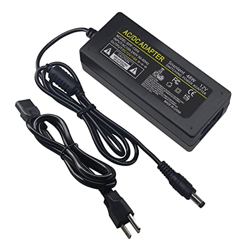 Snsnlent DC 12V 4A 48W AC Adapter Power Supply 12V 4A 48W AC/DC Power Adapter with 5.5x2.5mm DC Plug 12V 4A 48W Power Supply for LCD Monitor, LED Strip Light, CCTV Security System